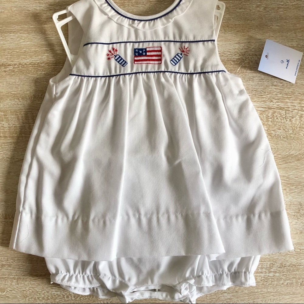 Petit Ami Fourth of July smocked dress